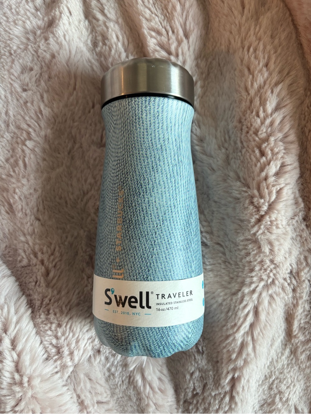 S'well Traveler Insulated Bottle in Light Blue Pattern